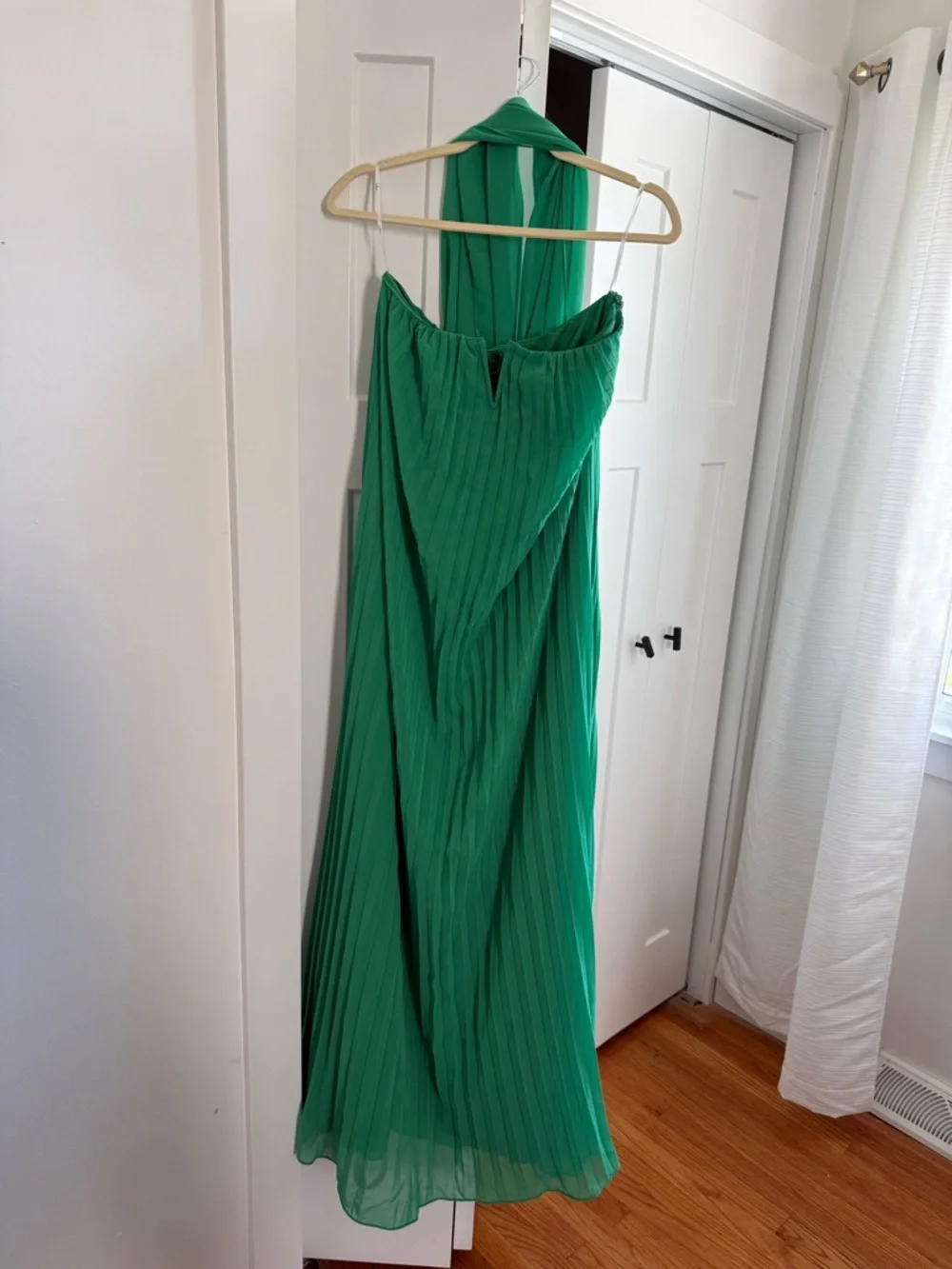 Lulus Green Pleated Halter Scarf Gown - Picture 3 of 4